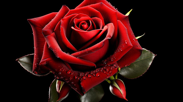 red rose on black HD 8K wallpaper Stock Photographic Image 