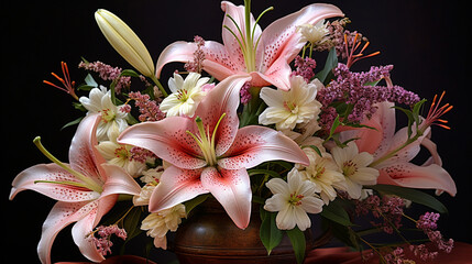 pink lily flower HD 8K wallpaper Stock Photographic Image 