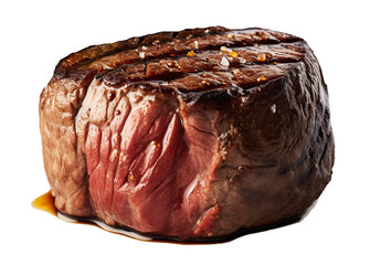 Fototapeta premium Grilled filet mignon on transparent background. Generative AI.