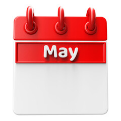 Empty Calendar May 3D Render