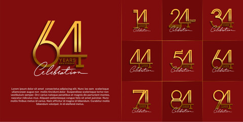 set of anniversary logotype golden color and white calligraphy for special celebration event