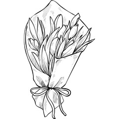 flower bucket handdrawn illustration - obrazy, fototapety, plakaty