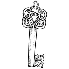 key hand drawn illustration
