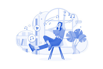 Girl Listening To Podcast Music