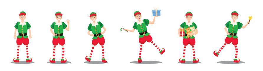 Set of Christmas elves on white background