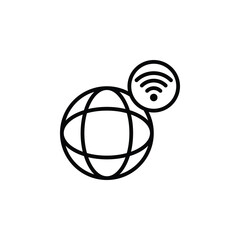 Globe with wifi outline icon. Vector illustration. The isolated icon suits the web, infographics, interfaces, and apps.v
