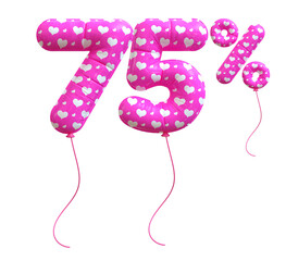 75 Percent Discount Pink Balloon Number 3d