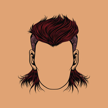 recommend clip art: enhanced detailing of the mullet hair