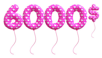 6000 Dollar Pink Balloon Number
