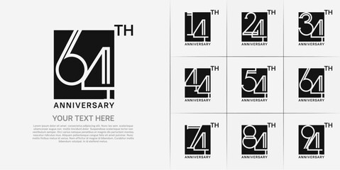set of anniversary logotype black color in square for special celebration event