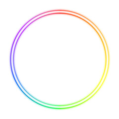 Rainbow colored circle frame, transparent background.
