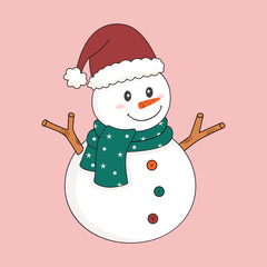 snowman with Santa hat