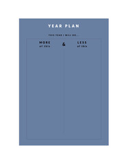 Year Plan Planner. (Ocean) Minimalist planner template set. Vector illustration.	