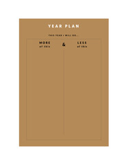Year Plan Planner. (Winter) Minimalist planner template set. Vector illustration.	