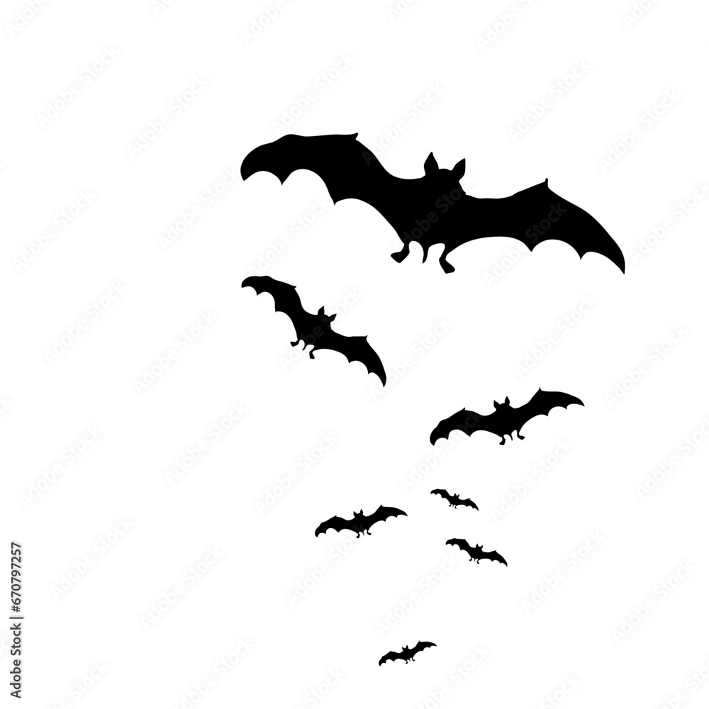 Sticker flying bat silhouette