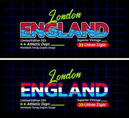 England urban line lettering sports style vintage college, typography, for t-shirt, posters, labels, etc.