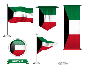 vector set of the national flag of kuwait in various creative designs