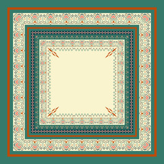 Obraz premium printed sqaure scarf design template with abstract ethnic pattern design