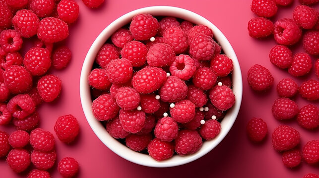 raspberries in a bowl HD 8K wallpaper Stock Photographic Image 