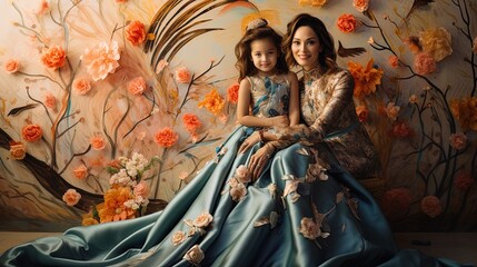 A Beautiful Chinesse Lady And Her Cute Daughter