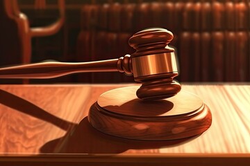 Illustration of a Wooden Judge Hammer Signifying Justice and Equality