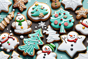 I drew a luxurious cookie that can be seen on Christmas and expressed it neatly on a white background. Generative AI.
