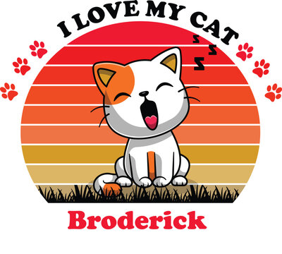 Broderick Is My Cute Cat, Cat name t-shirt Design