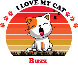 Buzz Is My Cute Cat, Cat name t-shirt Design
