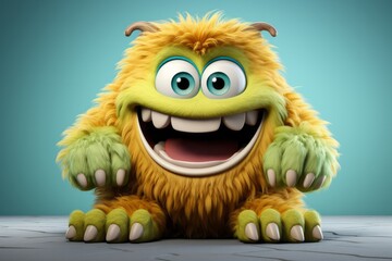 Comical furry monster with oversized feet and a goofy smile, bringing humor and laughter to your scene, Generative AI