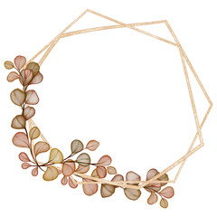Watercolor Autumn Eucalyptus Leaf Frame