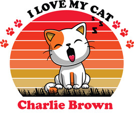 Charlie Brown Is My Cute Cat, Cat name t-shirt Design