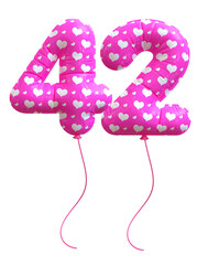 3D Pink Balloon Number 42