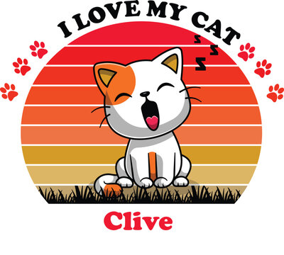 Clive Is My Cute Cat, Cat name t-shirt Design