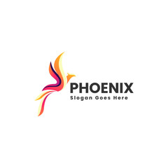 Vector Logo Illustration Phoenix Gradient Colorful Style