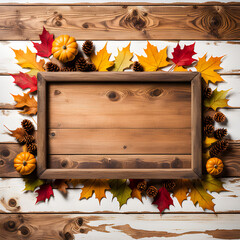 Rustic wooden of Thankgiving on wood background. Copy space for text. Halloween, Thanksgiving day or seasonal autumnal