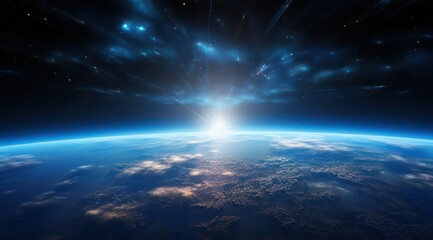 Fototapeta premium Earth planet viewed from space, Planet earth from the space at night, Blue sunrise, view of earth from space