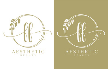Letter F Beauty Logo with Flourish Ornament