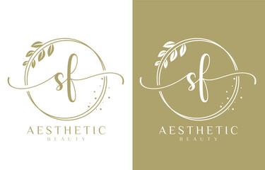 Letter SF Beauty Logo with Flourish Ornament