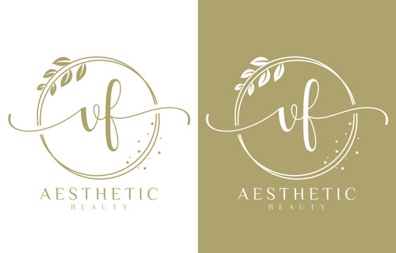 Letter VF Beauty Logo with Flourish Ornament