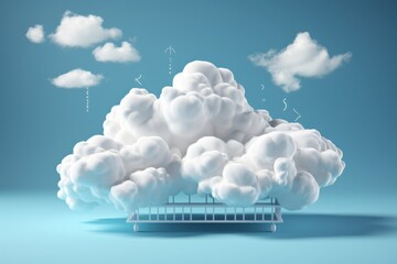 Speech bubble made of clouds and sky, representing thoughts and dreams taking flight, Generative AI