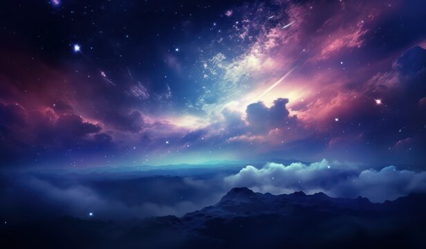 Space background with realistic nebula and shining stars. Colorful cosmos with stardust and milky way