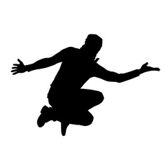 Silhouette of a man dancing pose. Silhouette of a male dancer in action pose. 