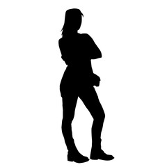 Silhouette of a casual woman model in standing pose.