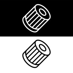 Car Oil Filter Icon, Black And White Version Design Template