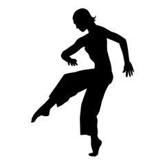 Silhouette of a ballet dancer female in pose. Silhouette of a ballerina in action pose.