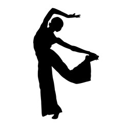 Silhouette of a ballet dancer female in pose. Silhouette of a ballerina in action pose.