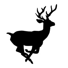 Silhouette of a deer wild forest animal with antlers.