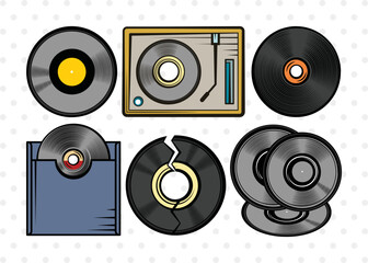 Vinyl Record Clipart SVG Cut File | Vinyl Disc Svg | Vinyl Record Svg | Dj Turntable Svg | lp Album Svg | Disc Bundle | Eps | Dxf | Png