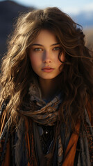 Fototapeta premium Mongolia Beautiful Girl 20 Year Old Professional, Background Image, Best Phone Wallpapers