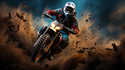 "Illustration of a person doing motocross, extreme sports illustration."